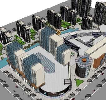 欧式高层小区规划su模型