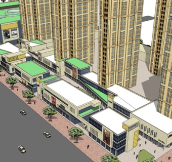 欧式高层小区规划su模型