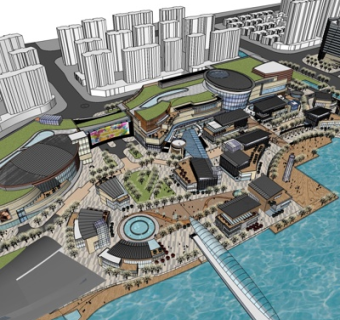 现代高层小区规划su模型