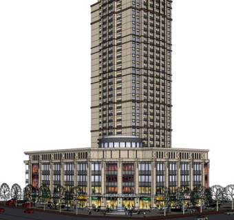 欧式高层小区su模型