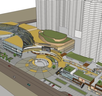 现代商业街su模型