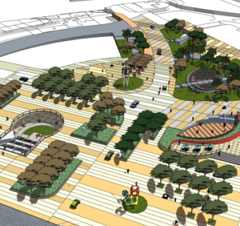 现代园林规划su模型