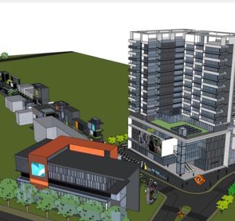 现代办公楼外观su模型