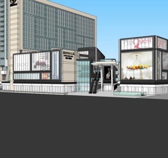 现代购物广场外观su模型