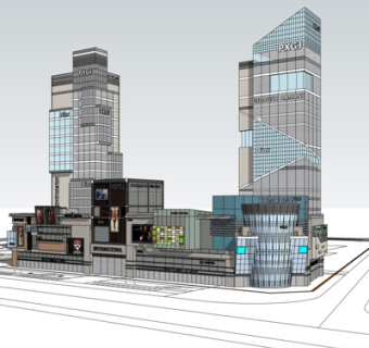 现代高层办公楼su模型