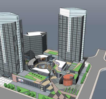 现代高层办公楼su模型