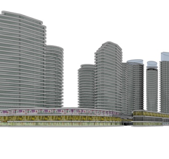 现代高层写字楼su模型