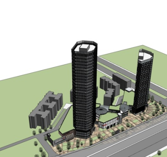 现代高层住宅规划su模型