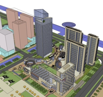 现代高层住宅规划su模型