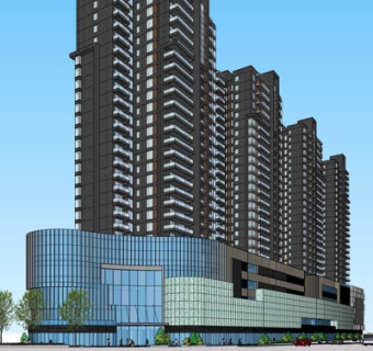 现代高层住宅su模型