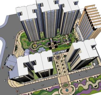 欧式高层住宅规划su模型