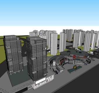 欧式高层住宅su模型