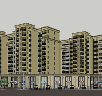 欧式商业街su模型