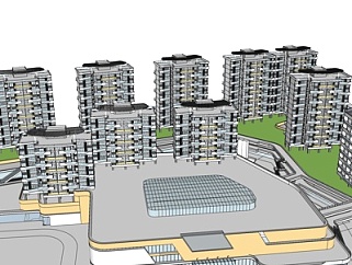 欧式高层<em>公寓规划</em>su模型