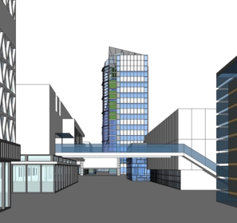 现代办公楼外观su模型