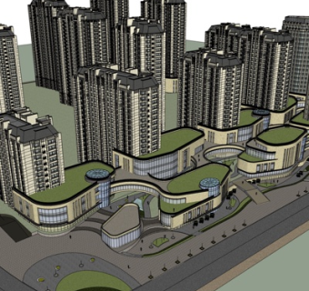 欧式高层住宅规划su模型