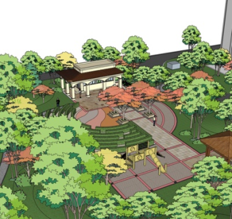 欧式园林景观su模型