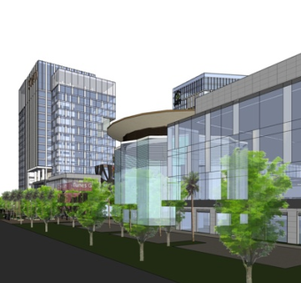 现代沿街商业建筑su模型