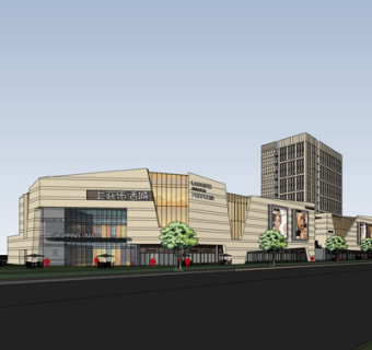 现代沿街商业建筑su模型