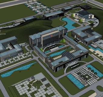 现代办公楼规划su模型