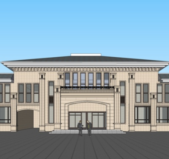 新中式商务会所su模型