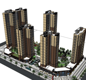 欧式公寓楼规划su模型