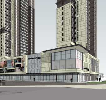 现代沿街商业建筑su模型