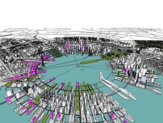 现代城市规划su模型