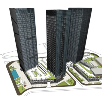 现代办公楼规划su模型