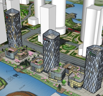 现代办公楼规划su模型