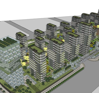 现代办公楼规划su模型