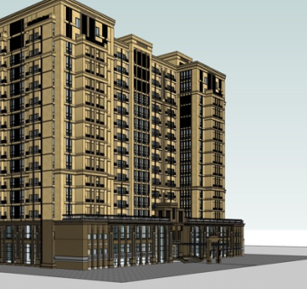 新古典高层公寓楼su模型