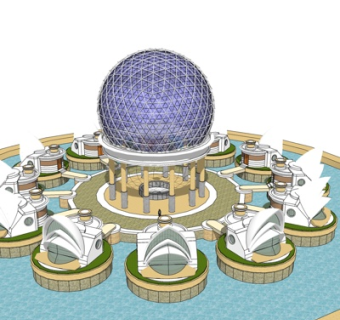 欧式喷泉景观小品su模型