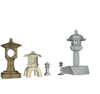 新中式草坪灯su模型