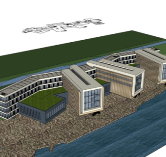 现代办公楼su模型