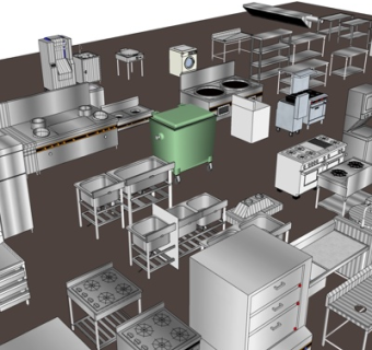 现代台盆橱柜组合su模型