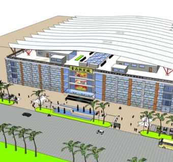 现代沿街商业建筑su模型