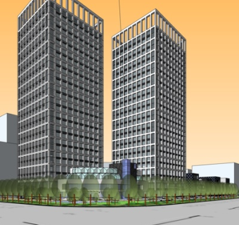 现代高层办公楼su模型