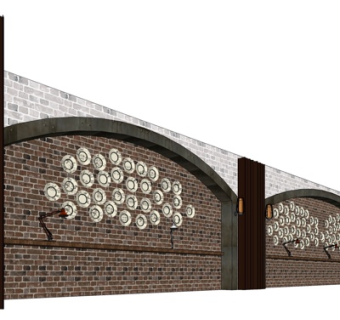新中式景观墙su模型