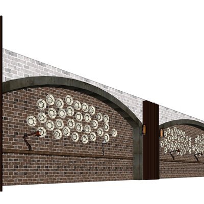 新中式景观墙su模型