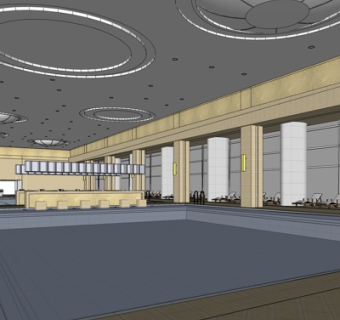 现代室内游泳池su模型