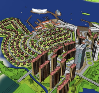 欧式公寓楼规划su模型