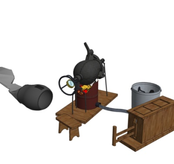 工业风爆米花机su模型