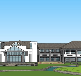 新中式商务会所su模型