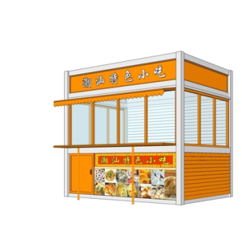 现代小吃摊su模型