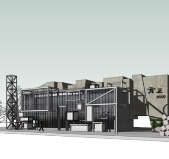 现代办公楼外观su模型