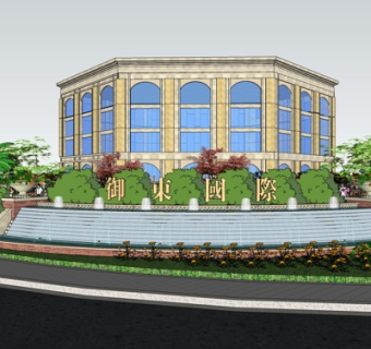 欧式售楼处外观su模型