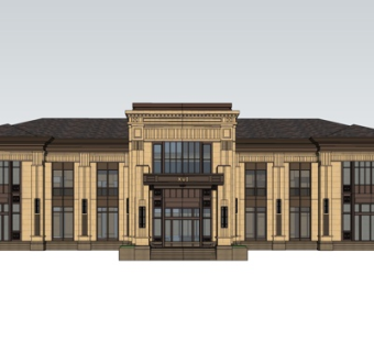 欧式会所外观su模型