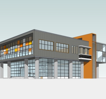 现代办公楼外观su模型