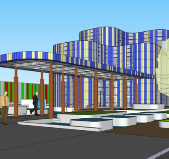 现代办公楼外观su模型